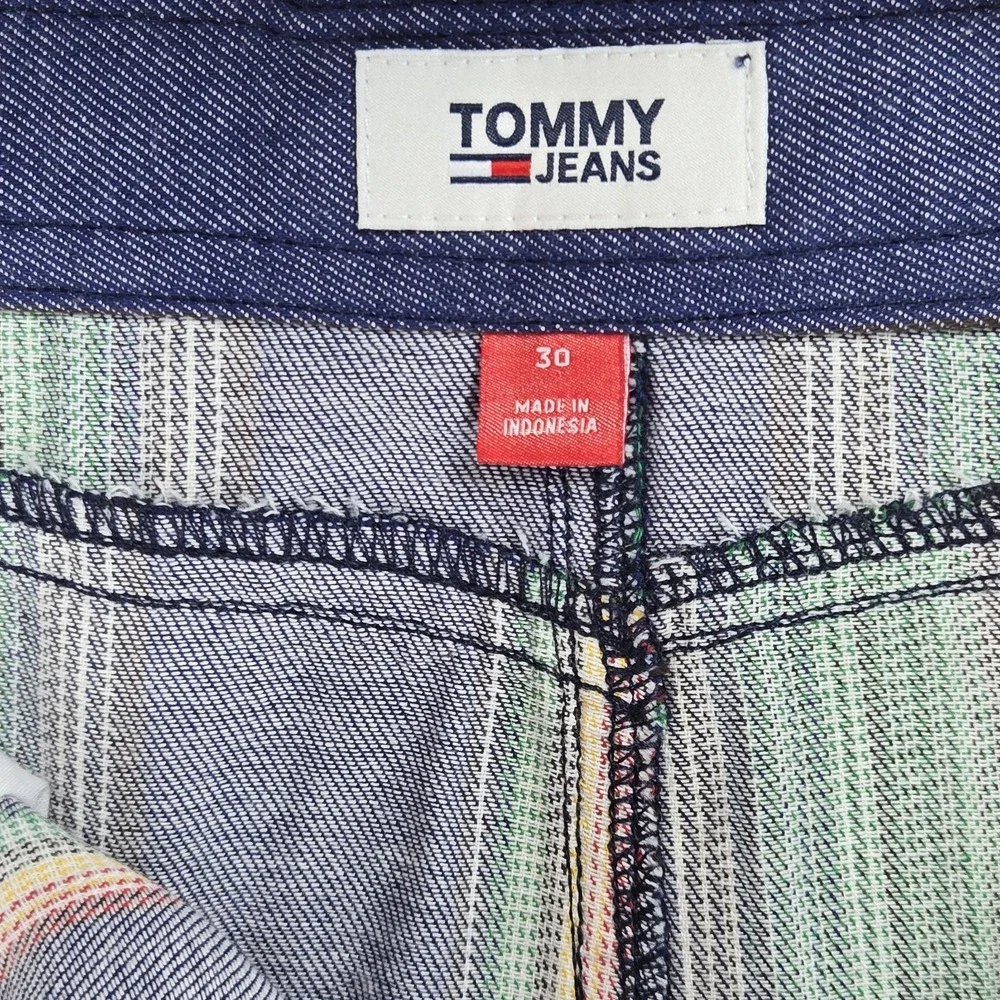 Tommy Jeans Striped Road Trip Women's Denim Mini Skirt Size 30 NWT Y2K